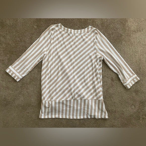 Soft Surroundings Tops - Striped Tan and White Top Soft Surroundings size  Large